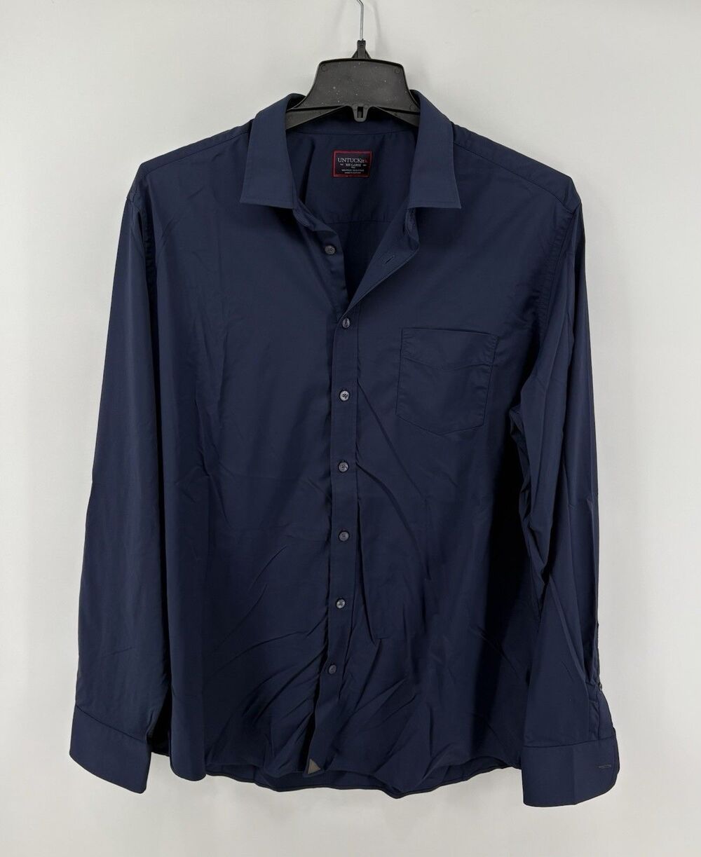 Untuckit Gironde Shirt Button Down Collared Navy Blue Pocket Men’s XX Large